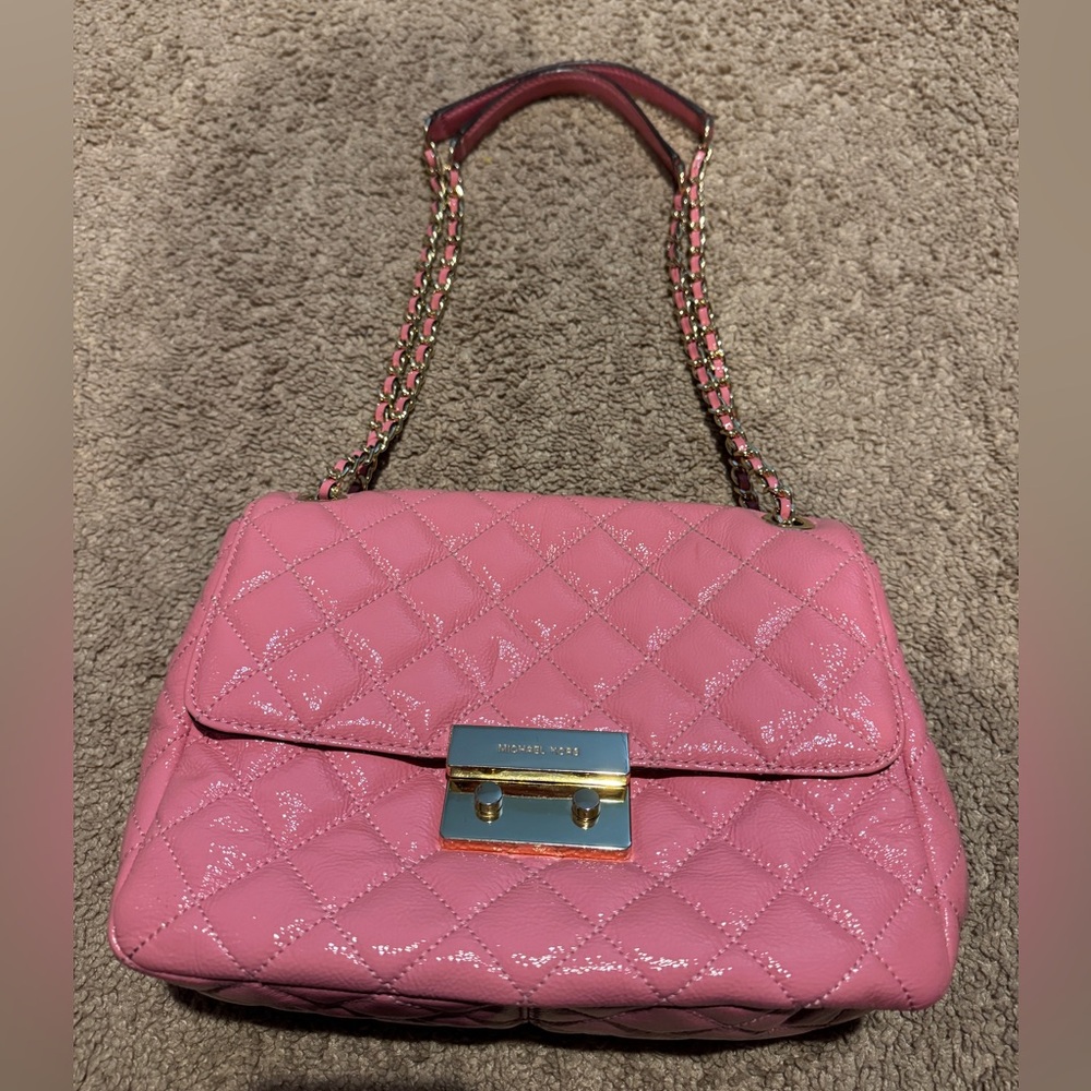 Michael Kors Leather Sloan XL Chain Shoulder Bag- Dusty Rose